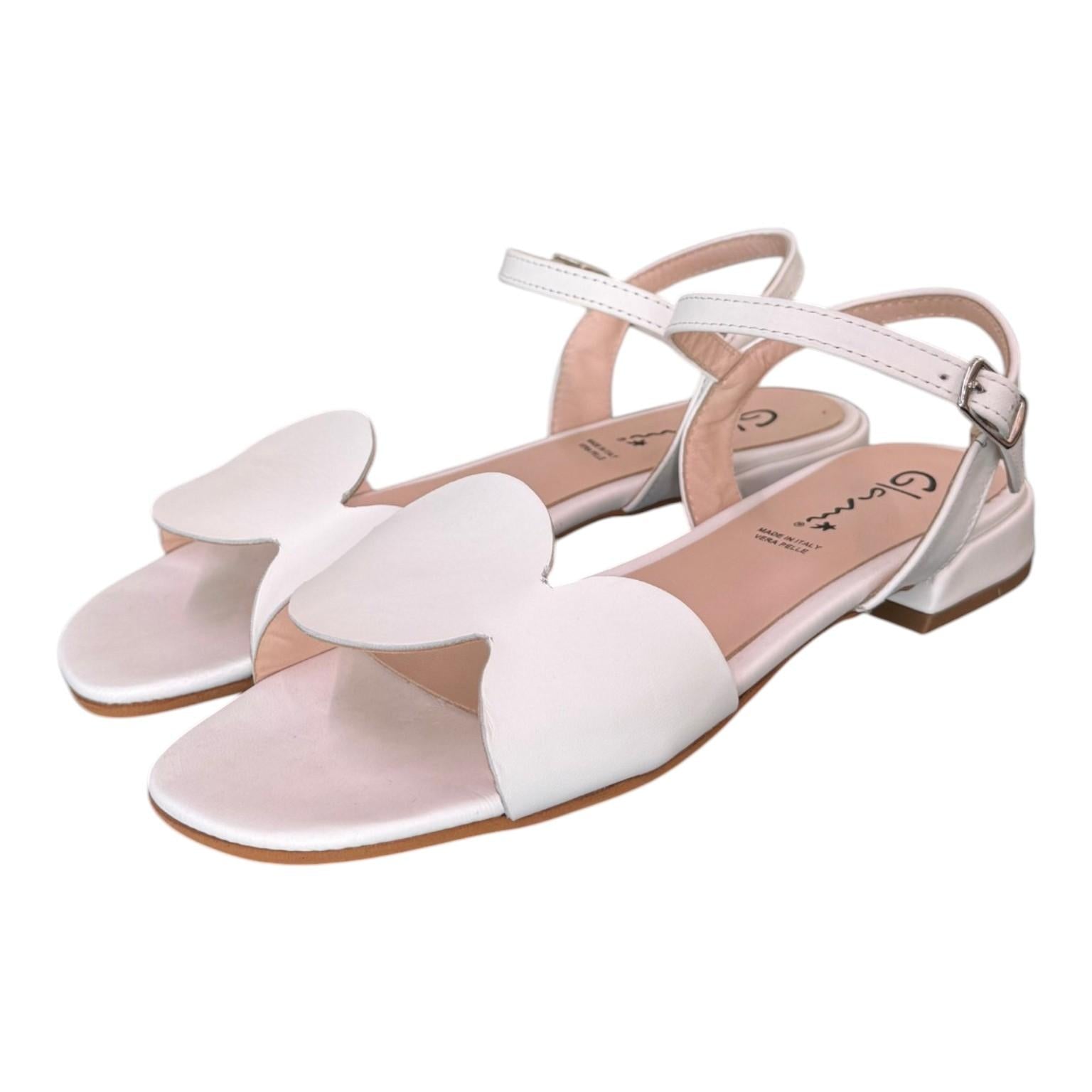 Sandalo cerchi pelle latte Glam<BR/> 