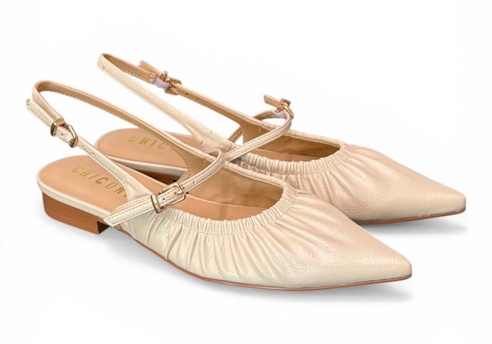 Slingback flat arricciata latte Chiconic 