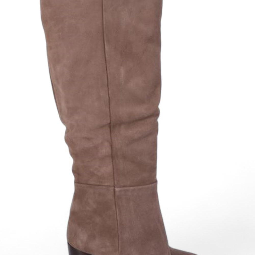 Stivale tubo tacco 80 suede taupe Elisa Lanci 