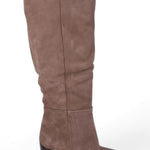 Stivale tubo tacco 80 suede taupe Elisa Lanci 