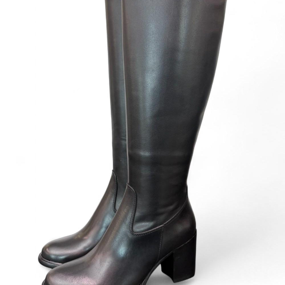 Stivale zip pelle nera tacco 60 Anima <BR/> 