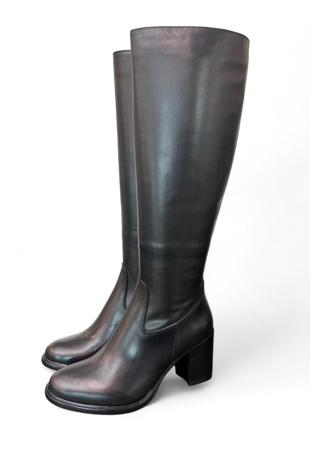 Stivale zip pelle nera tacco 60 Anima <BR/> 