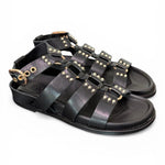 Sandalo gladiatore pelle nera Inuovo<BR/> 