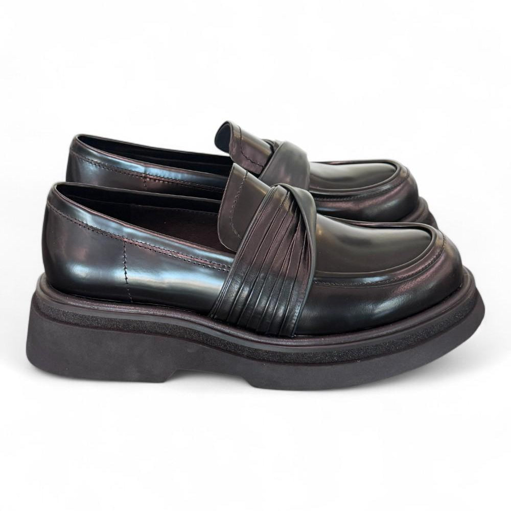 Scarpa mocassino spazzolato nero verde Bruno Premi 