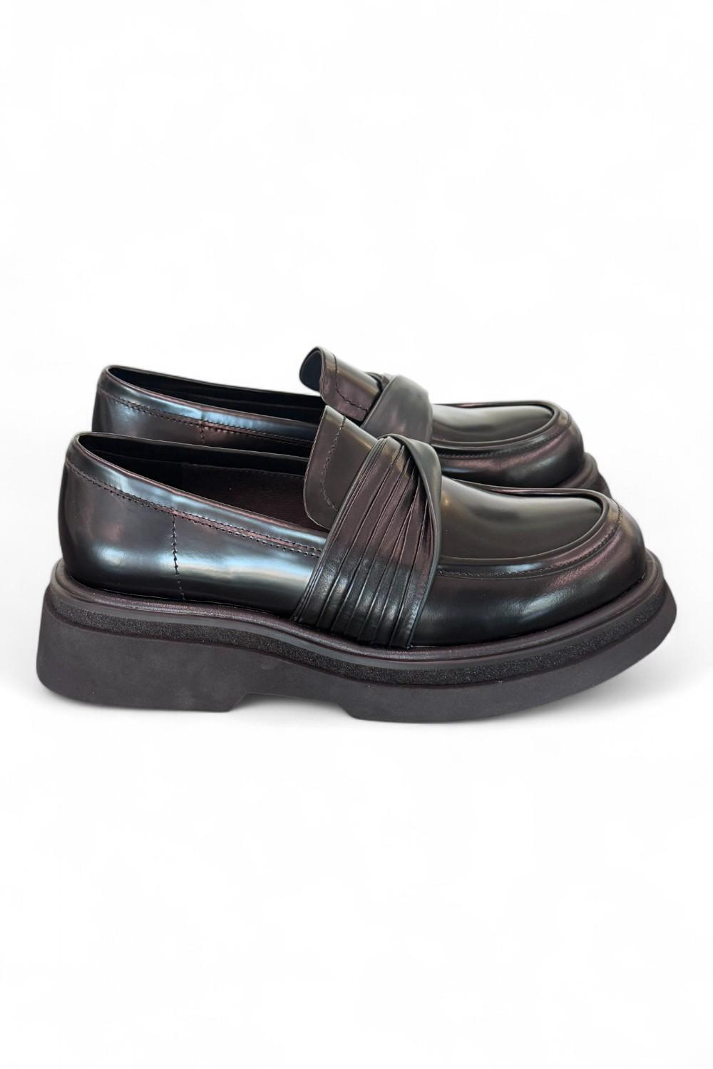 Scarpa mocassino spazzolato nero verde Bruno Premi 