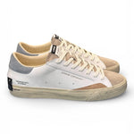 Sneaker vulcanizzata bianca beige grigia Crime London Distressed stone grey 