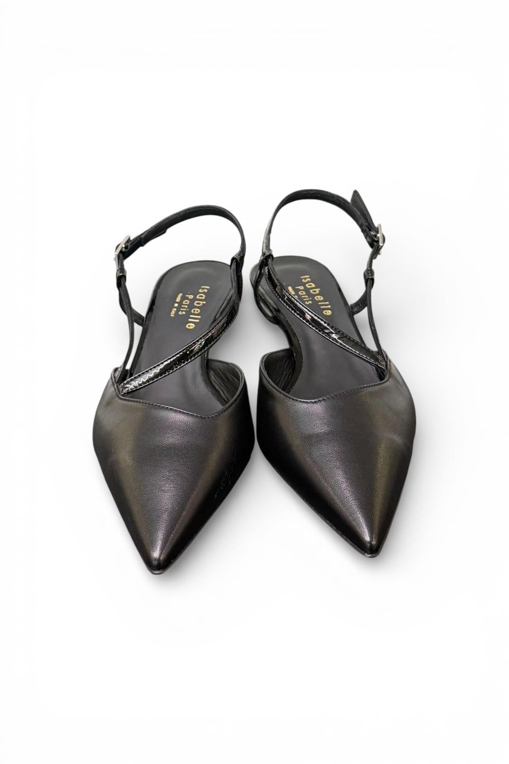 Slingback cintino pelle nera Isabelle Paris 