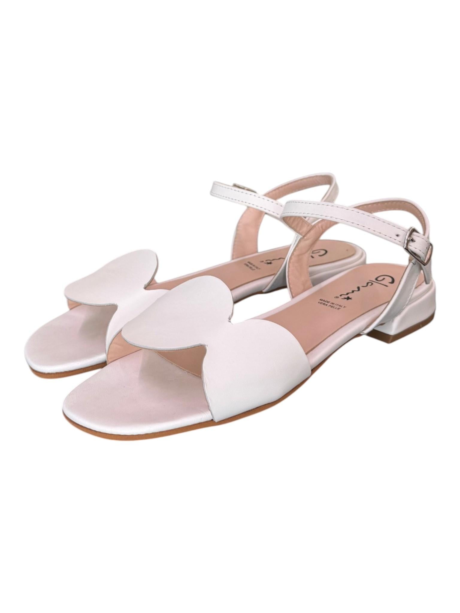 Sandalo cerchi pelle latte Glam<BR/> 