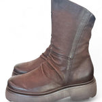Stivaletto pieghe nabuk ingrassato moka Mjus<BR/> 