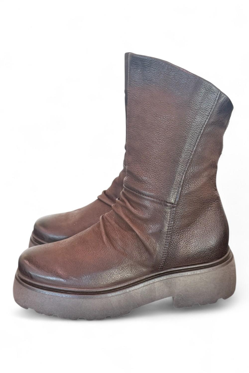 Stivaletto pieghe nabuk ingrassato moka Mjus<BR/> 