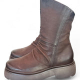 Stivaletto pieghe nabuk ingrassato moka Mjus<BR/> 