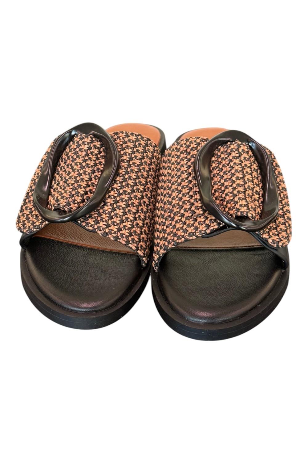 Ciabatta fibbia nero camel Noa Harmon 