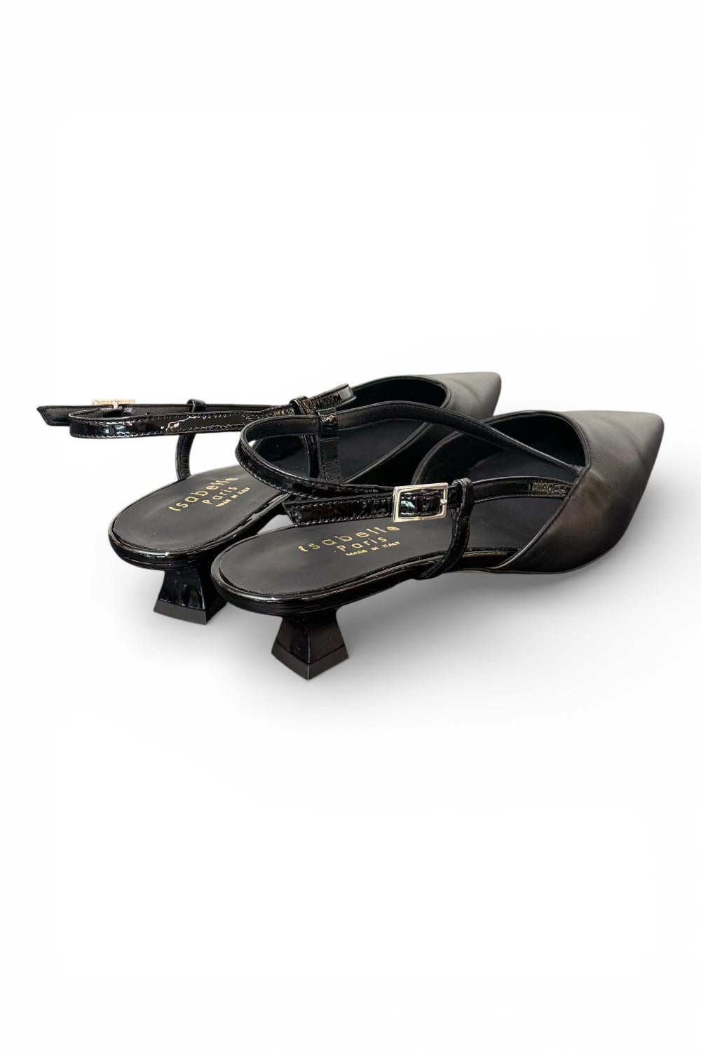 Slingback cintino pelle nera Isabelle Paris 