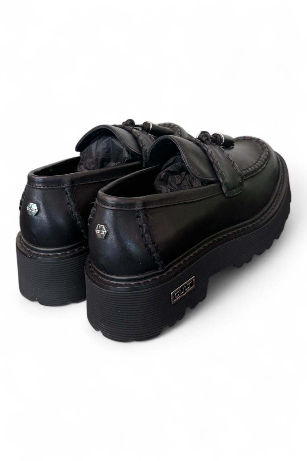 Mocassino donna pelle nera mappi Slash Cult 
