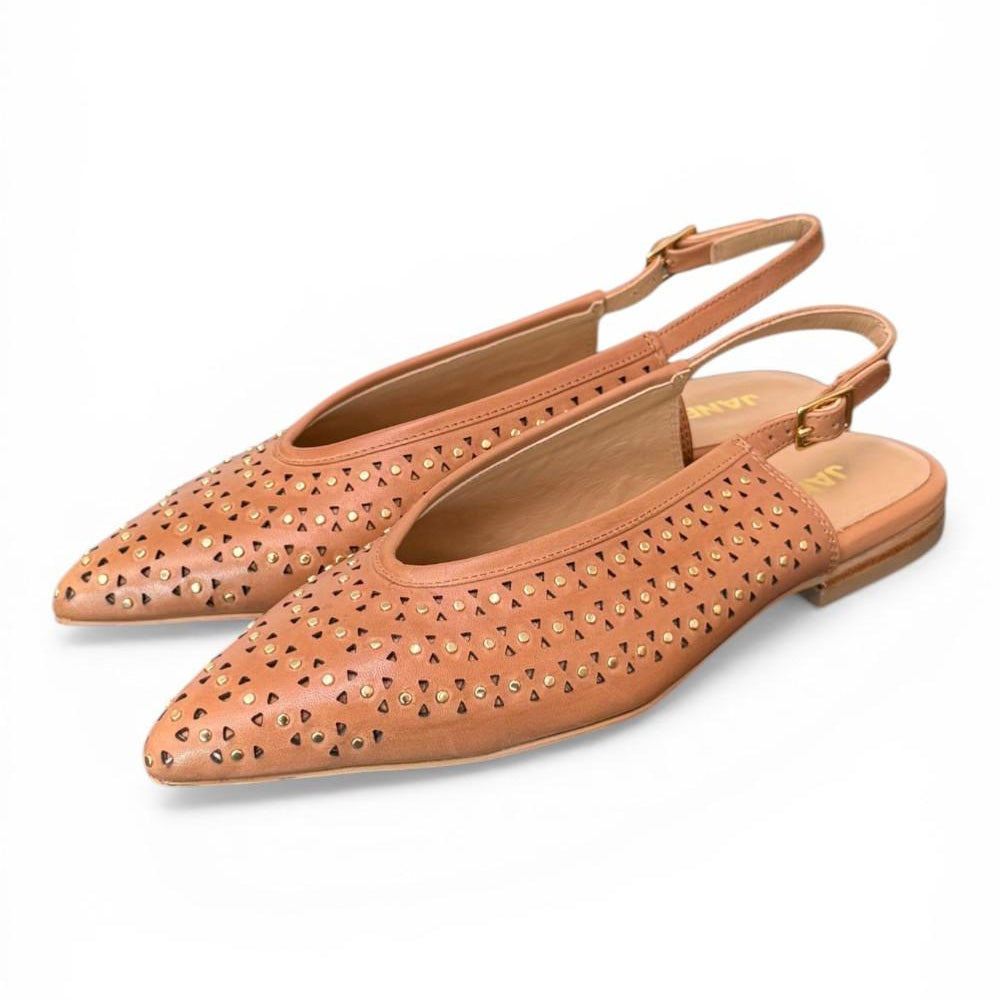 Slingback microborchie cuoio Janet<BR/> <BR/> 