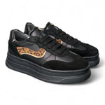 Sneaker donna pelle nera e leo Janet & Janet<BR/> 