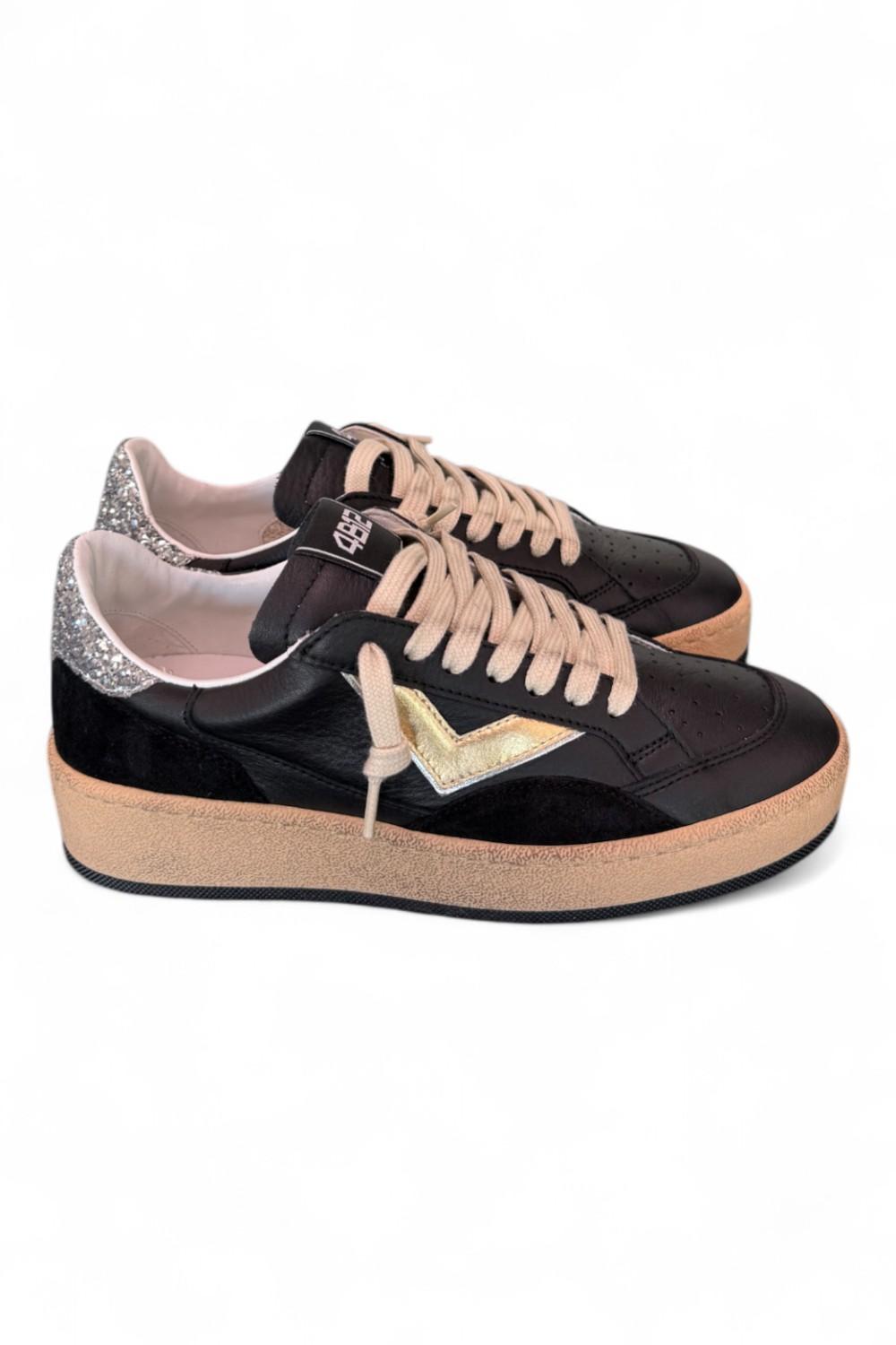 Sneaker donna Play nero oro 4B12 