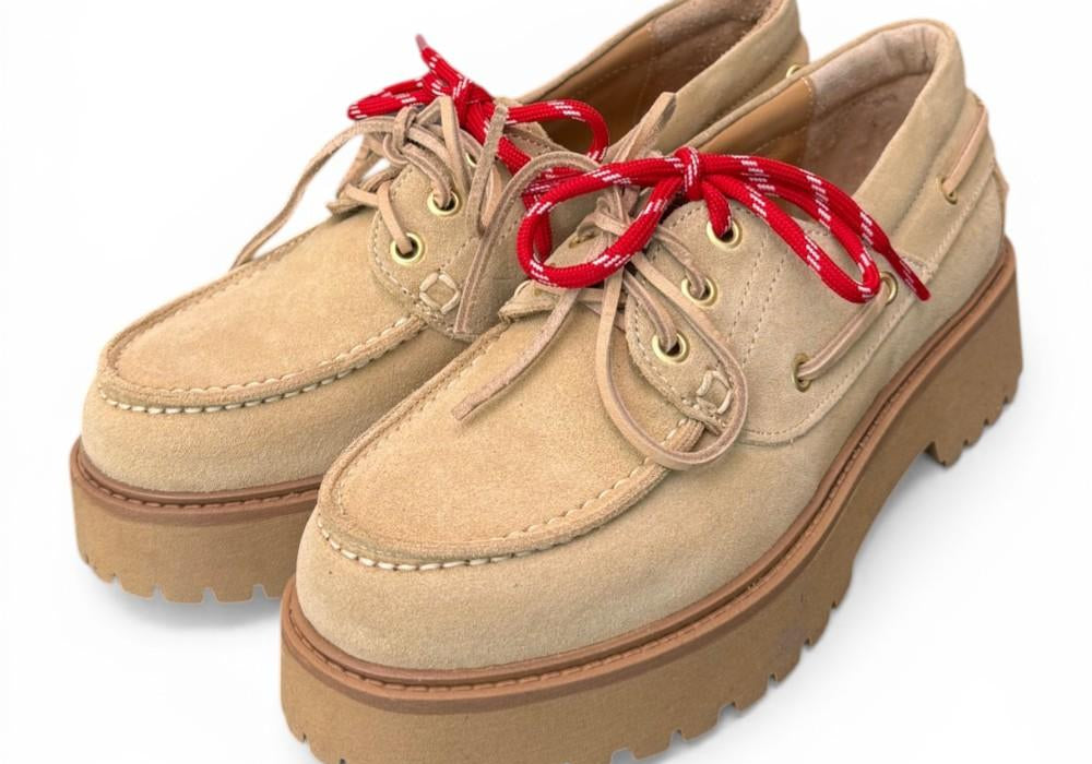 Scarpa barca XL suede beige Antica Bottega<BR/> 
