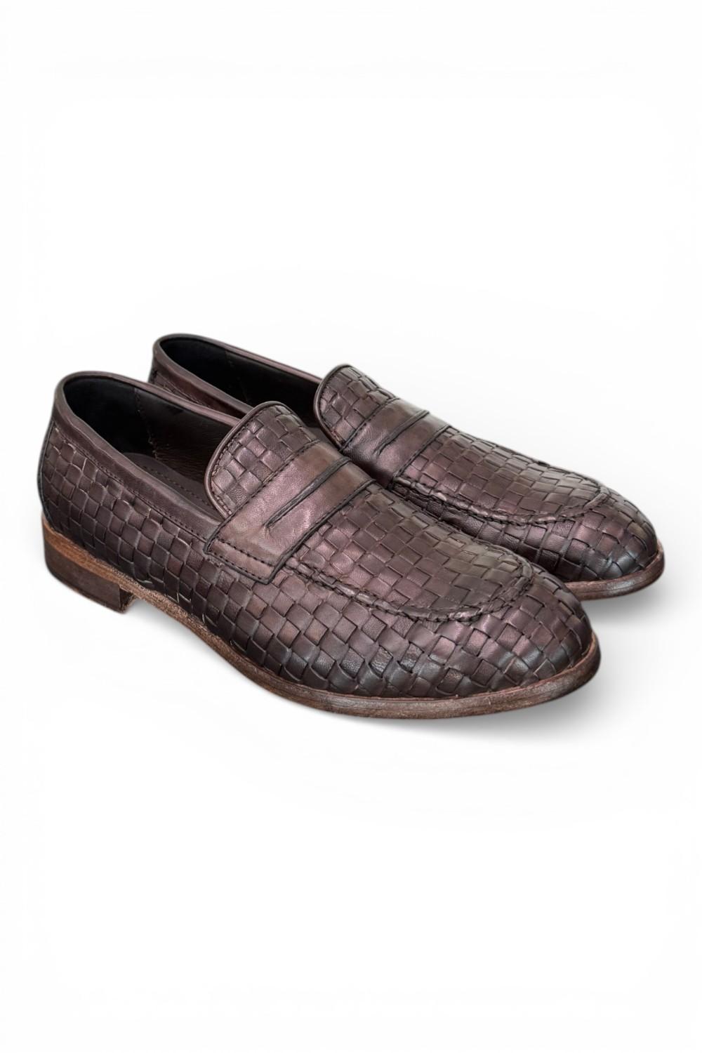 Mocassino pelle intrecciata testa di moro Kebo 