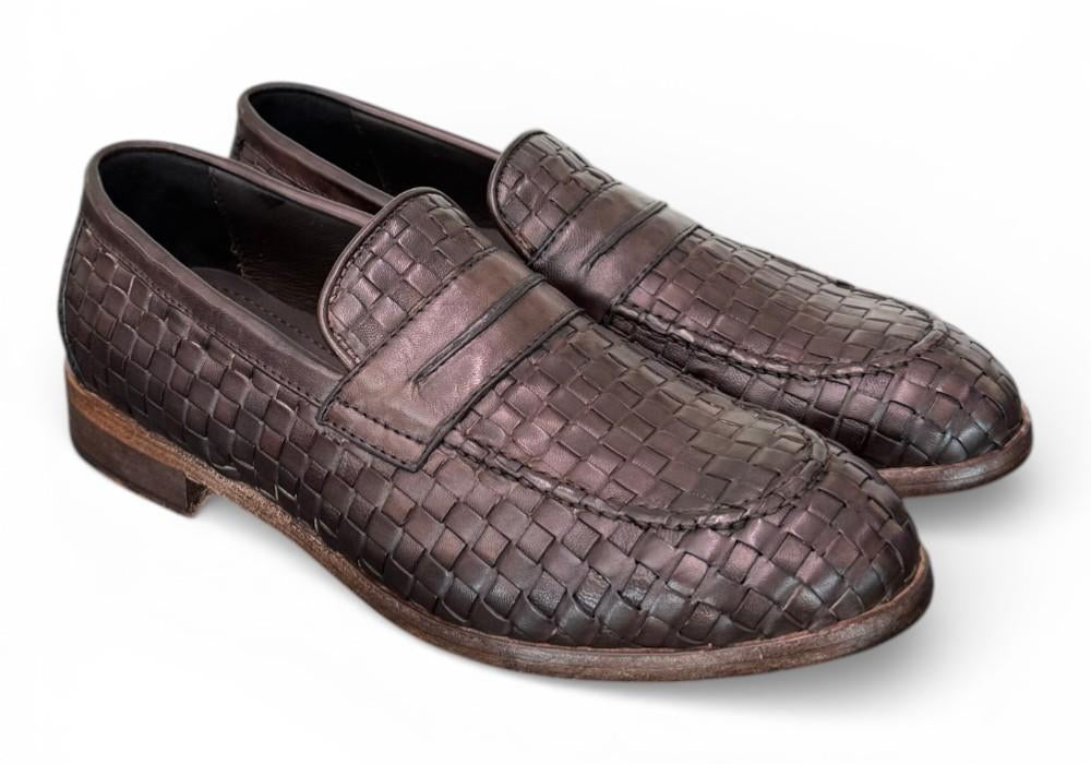 Mocassino pelle intrecciata testa di moro Kebo 