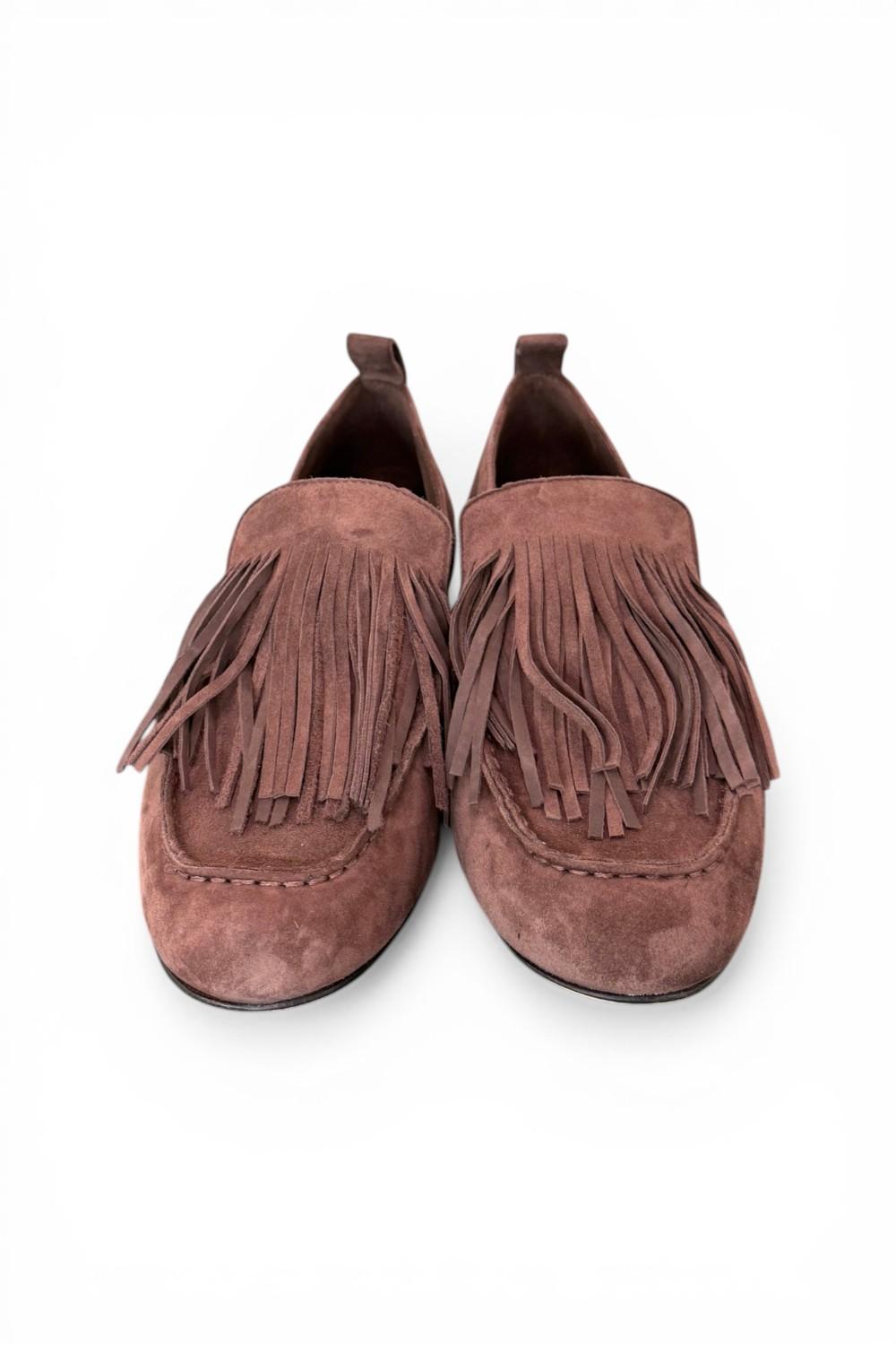 Mocassino frange camoscio testa di moro JVAM<BR/> 