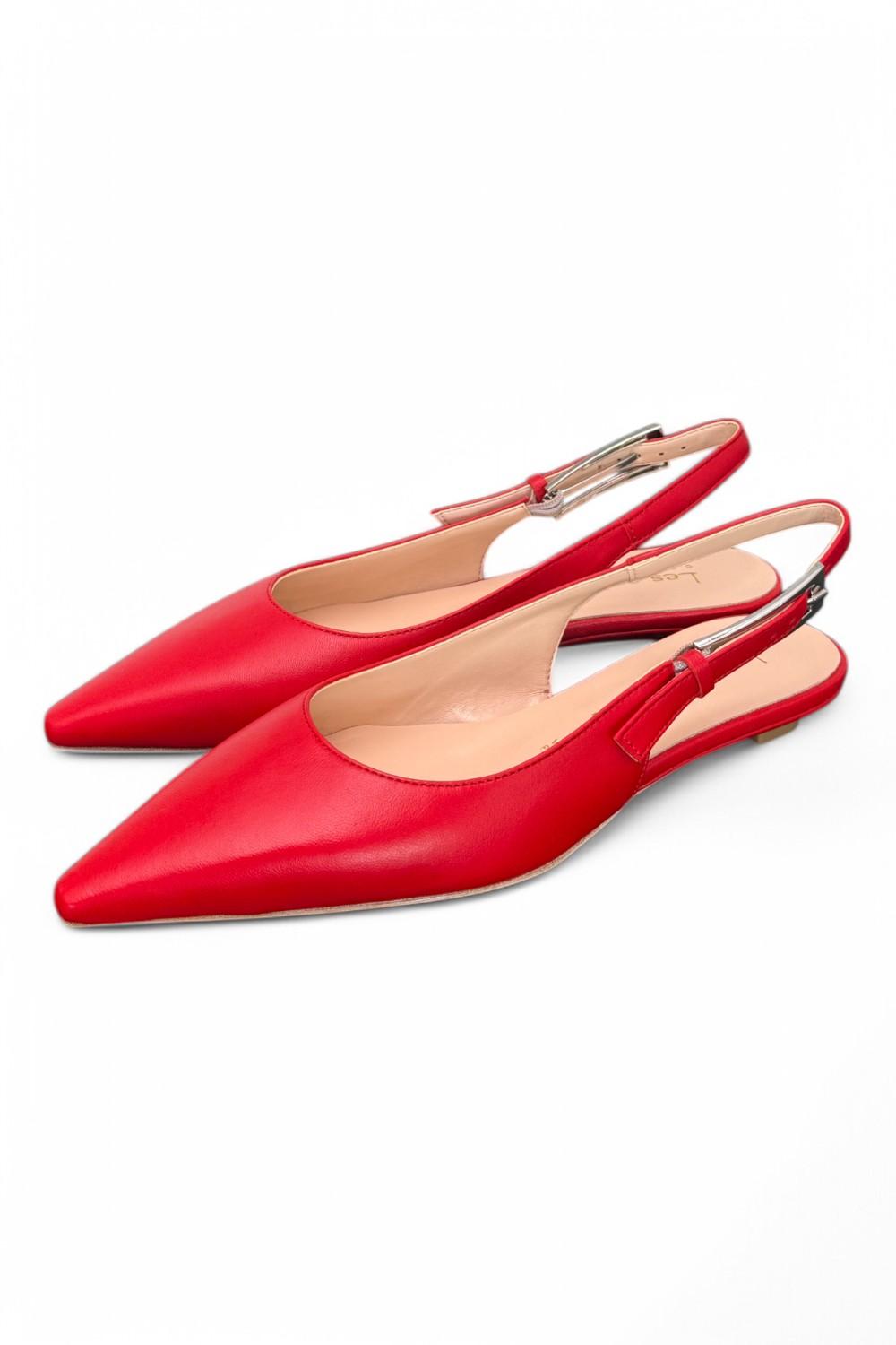 Slingback pelle rosso flat Les Autres<BR/> 