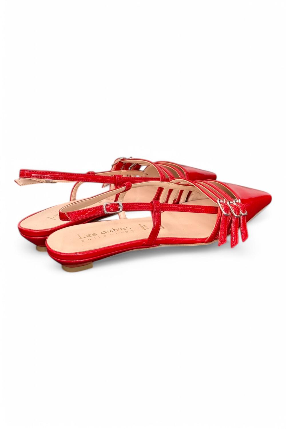 Slingback cintini vernice rossa  flat Les Autres<BR/> 