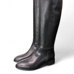 Stivale cavallerizzo tubo pelle nera Anima <BR/> 
