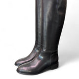 Stivale cavallerizzo tubo pelle nera Anima <BR/> 