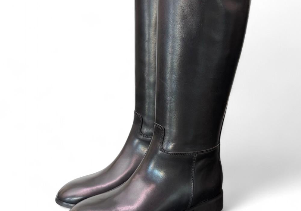 Stivale cavallerizzo tubo pelle nera Anima <BR/> 