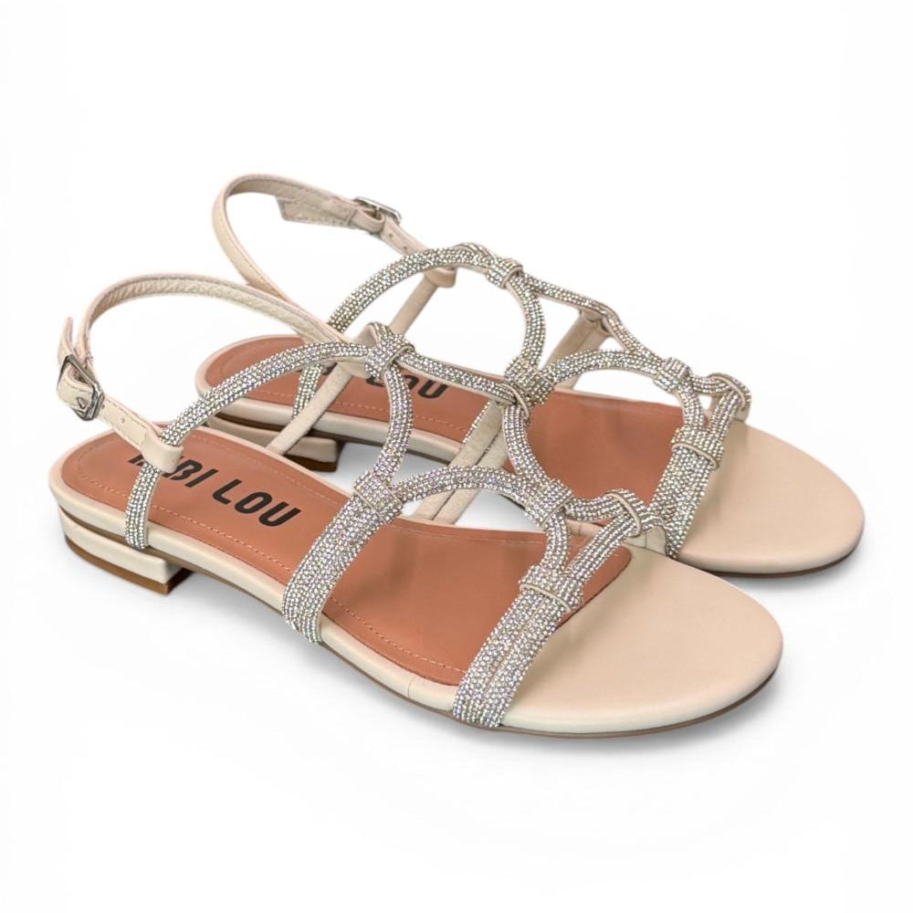 Sandalo intrecci strass white Bibi Lou 