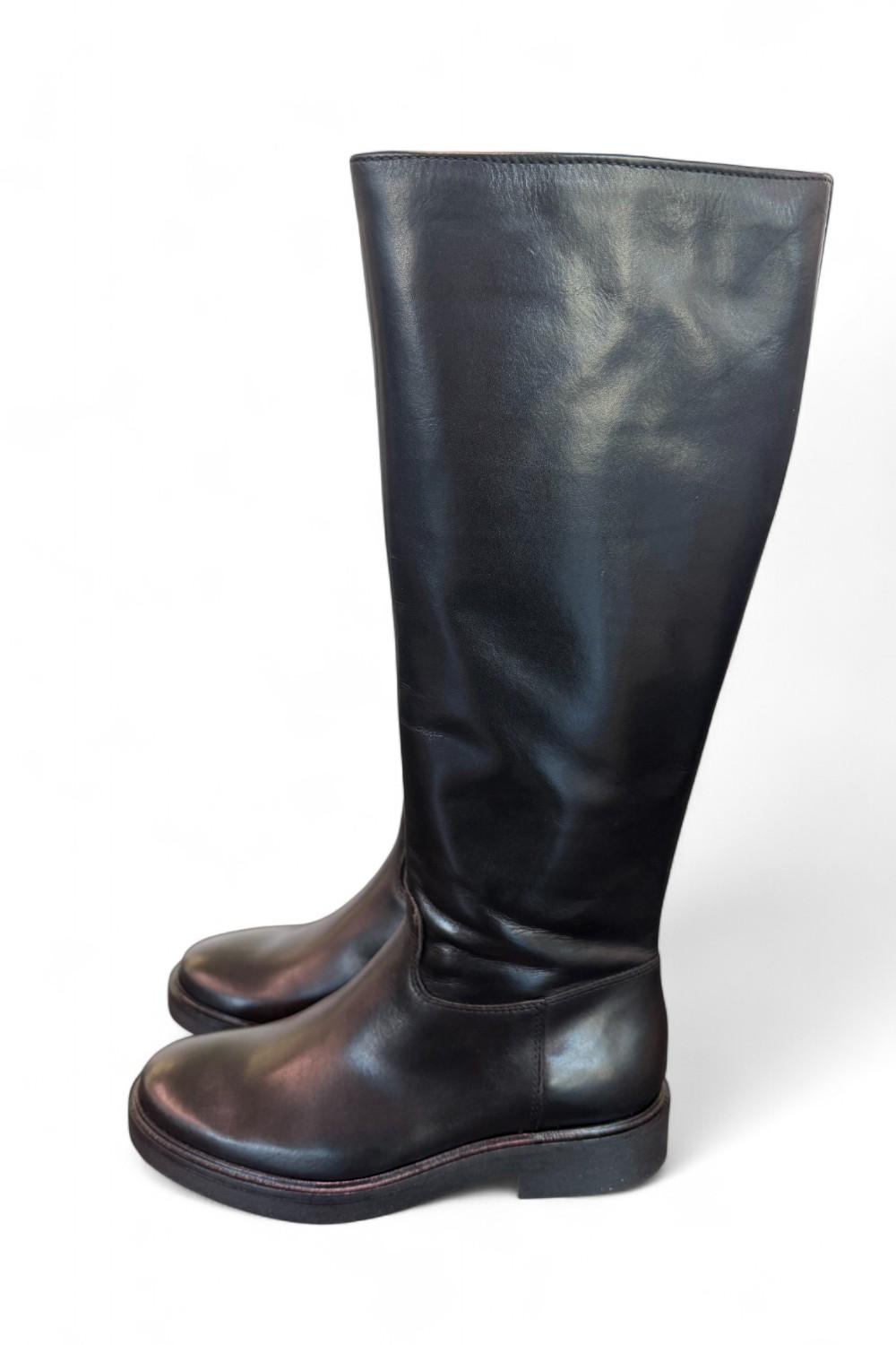 Stivale cavallerizzo pelle nera Francesco Brunelli<BR/> 