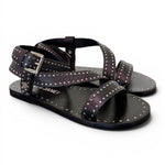 Sandalo microborchie pelle nera Janet<BR/> <BR/> 