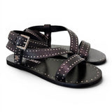 Sandalo microborchie pelle nera Janet<BR/> <BR/> 