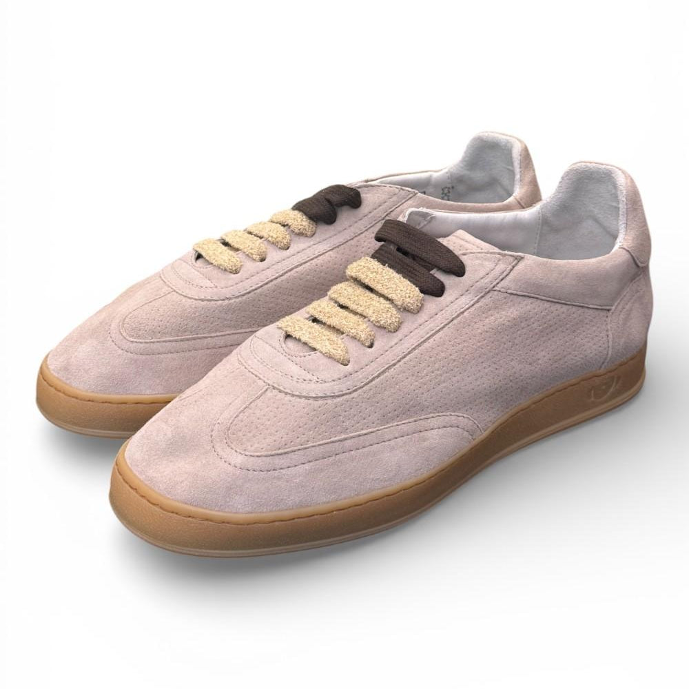 Sneaker uomo Soldini 80 Akira suede forato taupe chiaro 