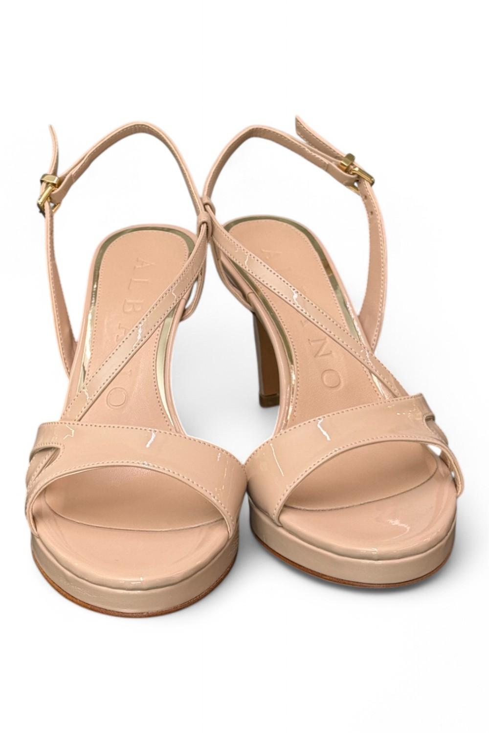 Sandalo Albano nude in vernice con plateau 