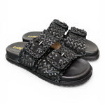 Ciabatta fasce pelle intrecciata nera Coral Bluw 