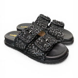 Ciabatta fasce pelle intrecciata nera Coral Bluw 