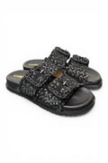 Ciabatta fasce pelle intrecciata nera Coral Bluw