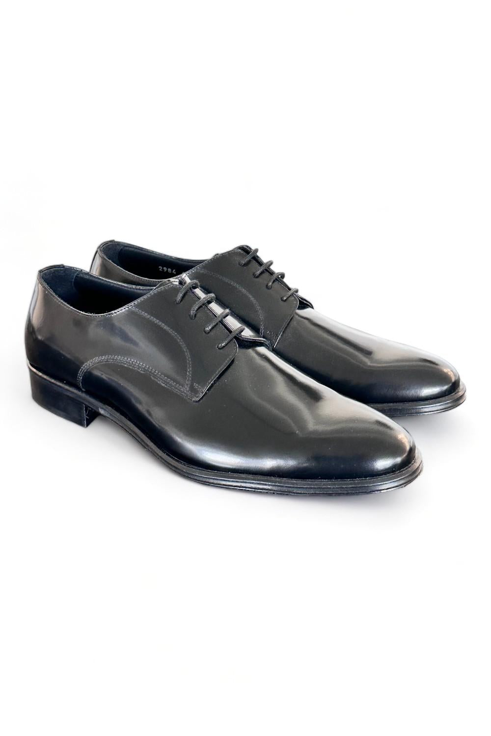 Scarpa allacciata liscia nera cerimonia 