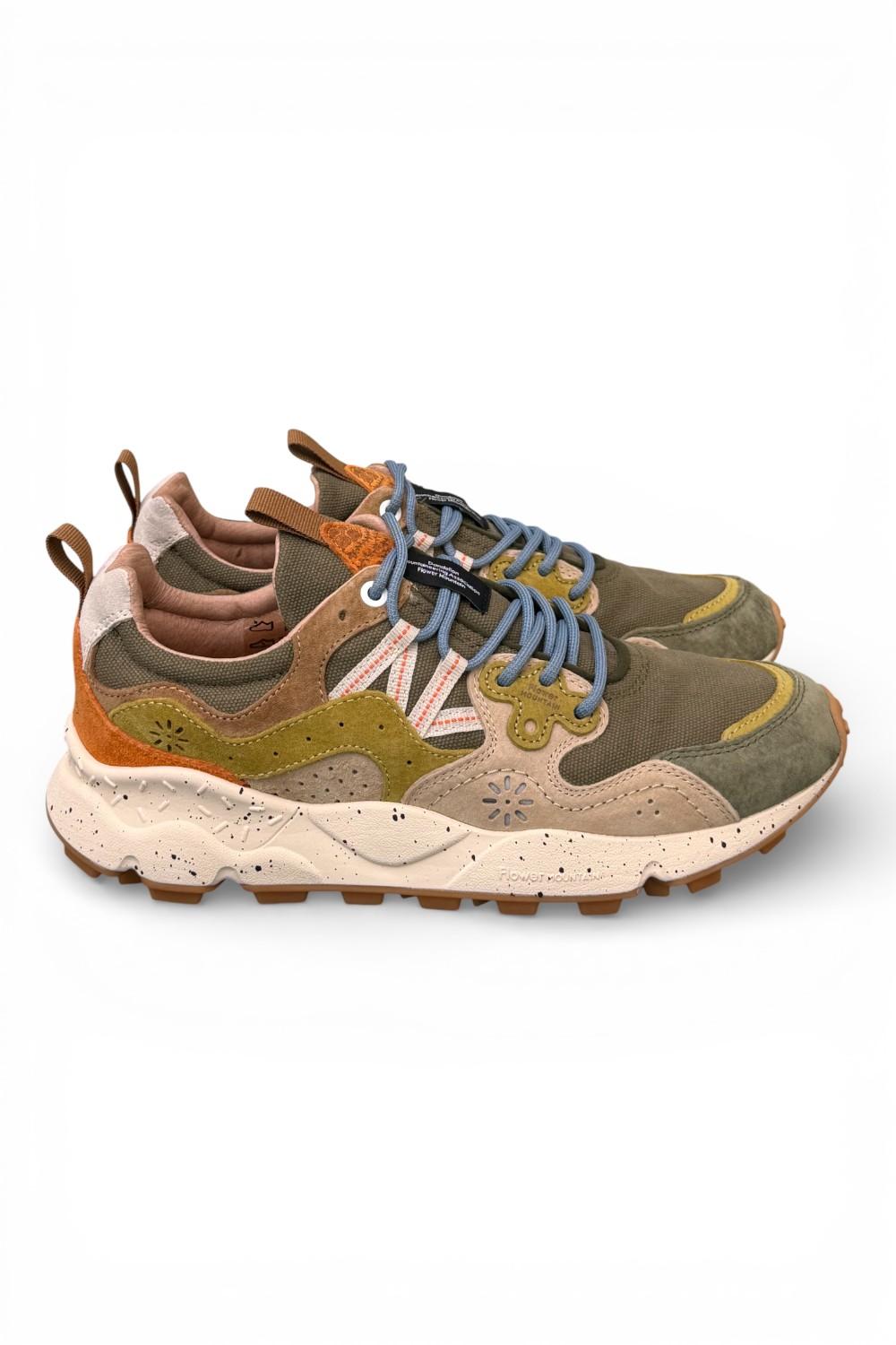 Sneaker uomo Yamano 3 1F06 canvas military Flower Mountain 