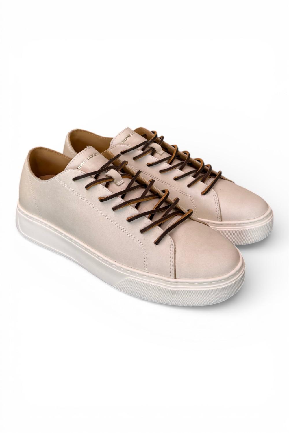 Sneaker pelle vintage bianca taglio vivo Crime London 