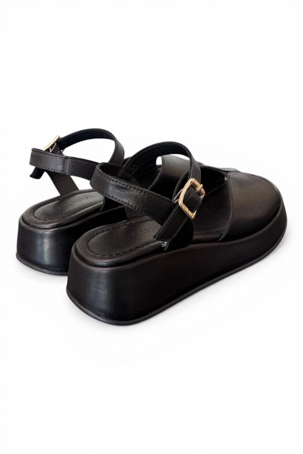 Sandalo fascia pelle nera Z50 Frau 