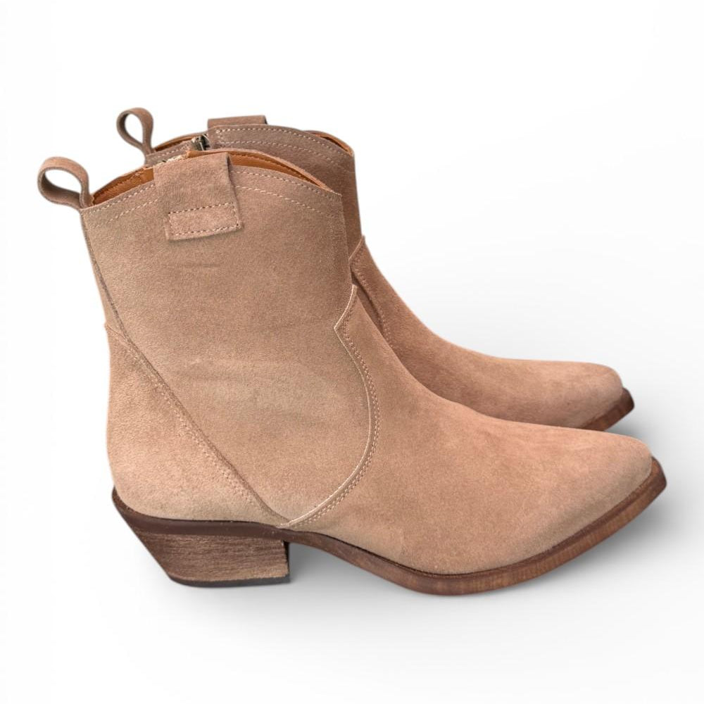 Stivaletto texano corto suede beige Ranye<BR/> 