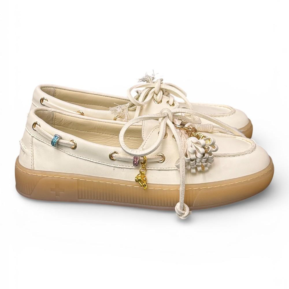 Scarpa barca nappa latte Gioplus 