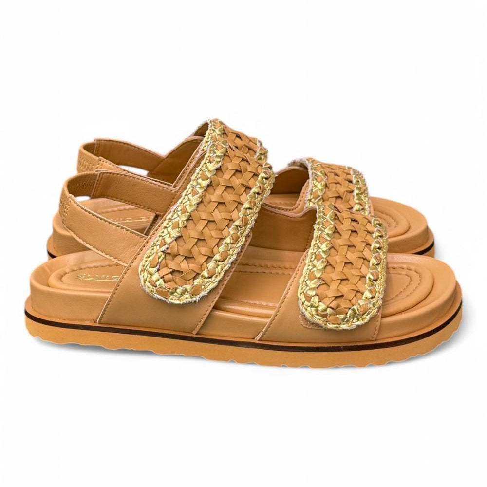 Sandalo grano oro intrecci velcro Elvio Zanon<BR/> 