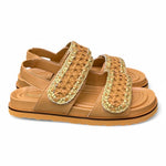 Sandalo grano oro intrecci velcro Elvio Zanon<BR/> 
