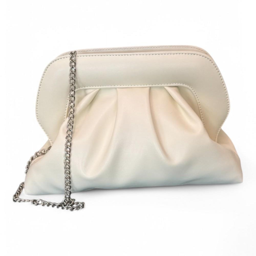Pochette grande chiusura scatto Scarlet latte 