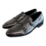 Mocassino fibbie pelle nera Pawelks<BR/> 