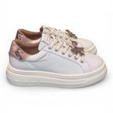 Sneaker donna pelle gesso gioiello fiocco Stokton<BR/> 